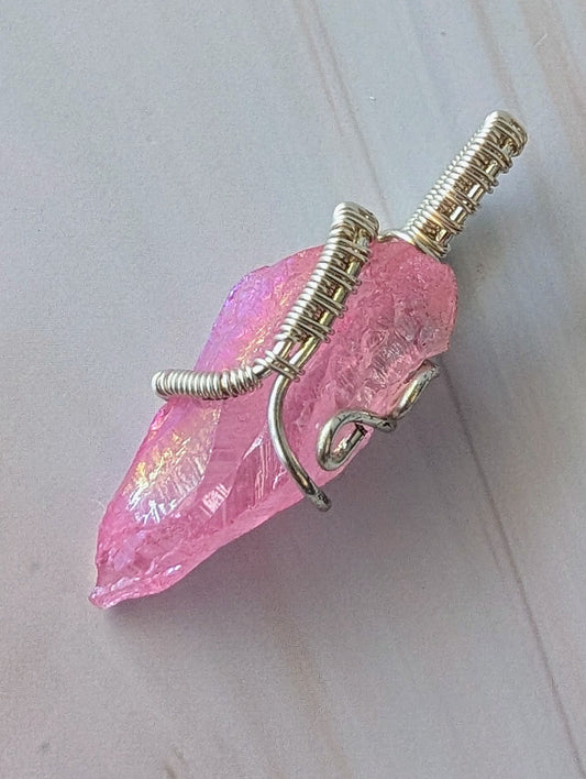 Pink Aura Quartz Pendant